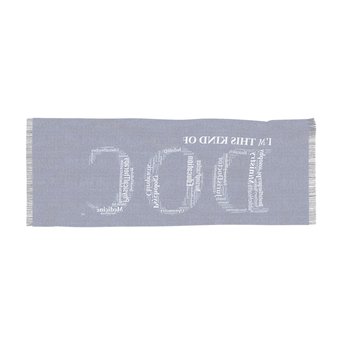 Dark Blue Doctoral Light Scarf silver lettering