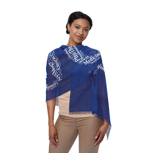 Blue Doctoral Light Scarf silver lettering